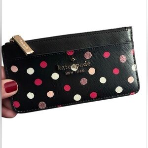 KATE SPADE Glitter Polka Dot Card Holder